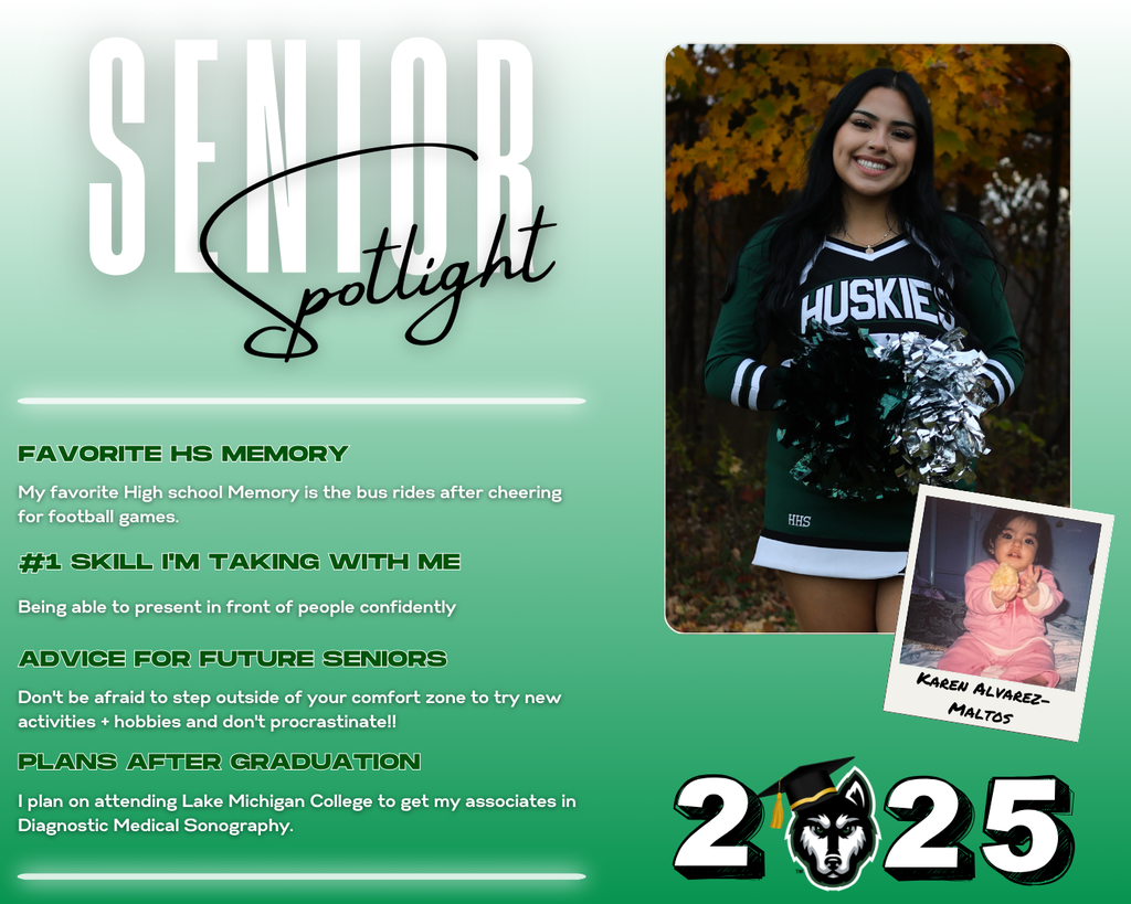 Class of 2025 Senior Spotlight! ✨Karen Alvarez-Maltos✨ Karen's Awards/Activities Include: "Student of the week, Sideline cheer, Leaders For Life Versiti Blood Drive Award, Coloma track, Coloma soccer, NTHS (National Technical Honor Society) Van Buren Tech Patient Care, Van Buren Dental Occupations." To be featured in the weekly Senior Spotlights, Seniors can fill out the Senior Spotlight form at https://forms.gle/dtMyVBwHFYiCsJDZA ¡Alumnos Destacados de la Generación 2025! ✨Karen Álvarez-Maltos✨ Los premios y actividades de Karen incluyen: "Estudiante de la Semana, Porristas en la Banda, Premio Líderes por la Vida a la Donación de Sangre Versiti, Atletismo en Coloma, Fútbol en Coloma, Atención al Paciente de Van Buren Tech de la NTHS (Sociedad Nacional de Honor Técnico), Ocupaciones Dentales en Van Buren". Para aparecer en los Destacados Semanales de la Generación 2025, pueden completar el formulario en https://forms.gle/dtMyVBwHFYiCsJDZA