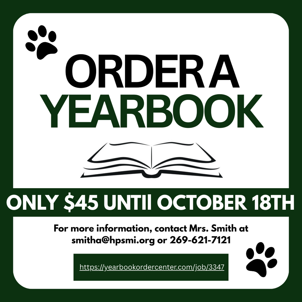 Hartford High School yearbooks are now on sale for the 2025-2026 school year.  Please use the link 2025-2026 HS yearbook or see Mrs. Smith or any yearbook member to place your order The cost is $45 until October 18th.  **2025 Yearbooks are expected to be delivered next week**