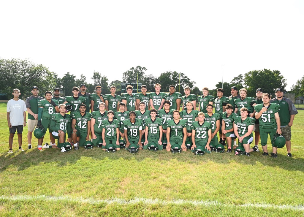 a group photo of the 2025 hartford varsity football team