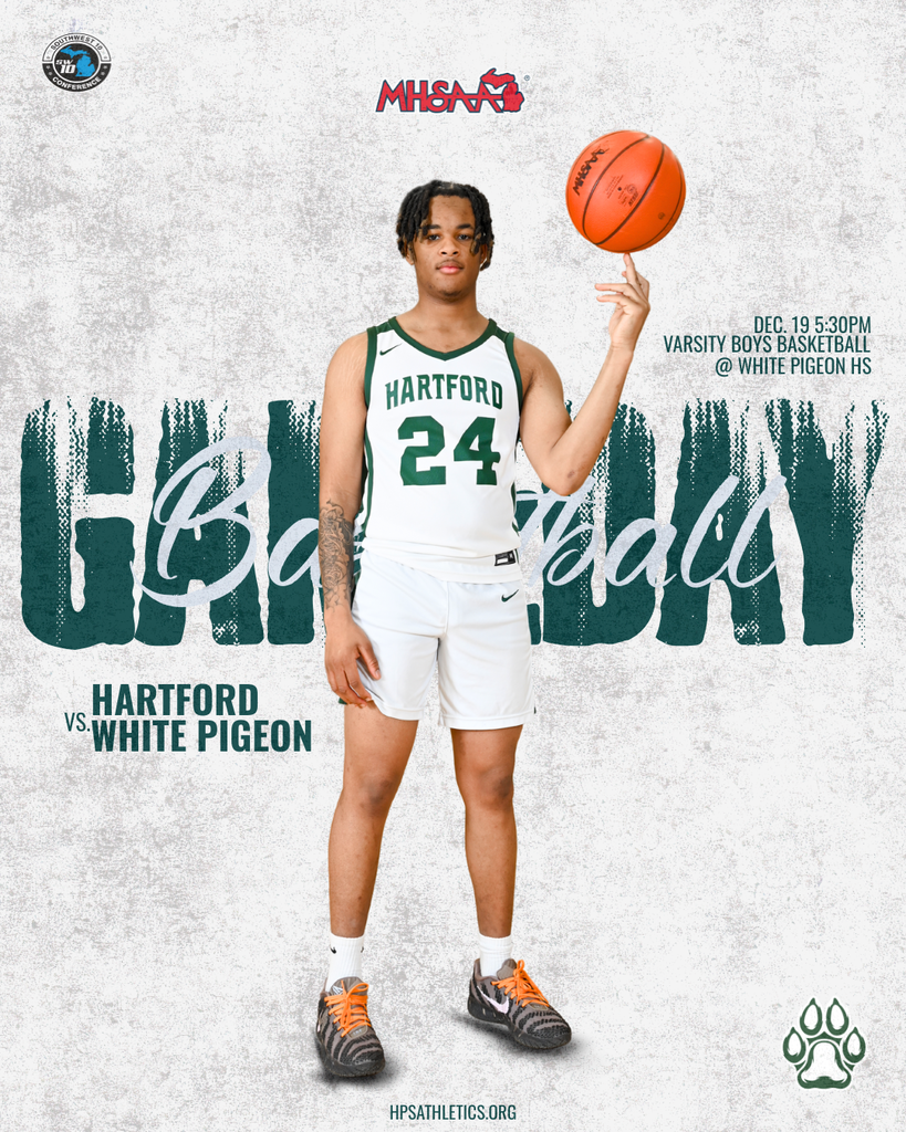 Varsity Boys Basketball travels to White Pigeon Tonight with a 5:30PM start! GO HUSKIES! ๐๐ Photo of husky basketball player spinning basketball