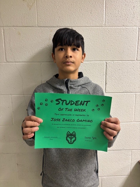 hms student jose gambino with his student of the week award