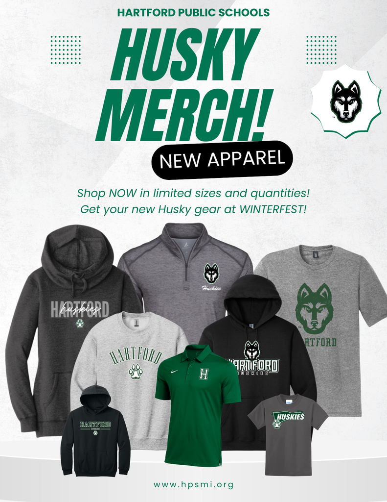 Tonight is WINTERFEST! Varsity Girls Basketball takes on Bangor at 6PM and Varsity Boys Basketball takes on Bangor at 7:30PM. GO HUSKIES! 🏀❄️ Hartford Huskies apparel will be available to purchase at tonight's games to show your Husky Spirit! 🐾💚