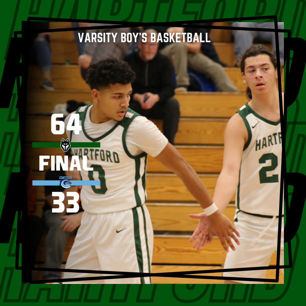varsity boys basketball 64-33 hartford win