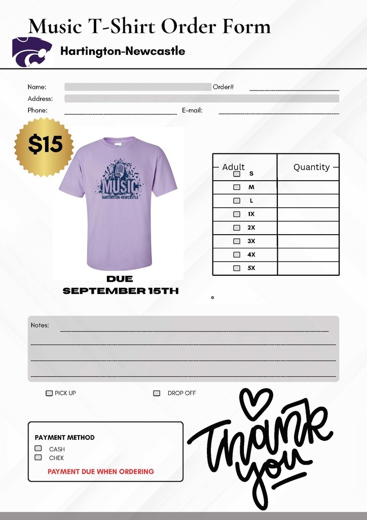 Music Tshirt Order Form