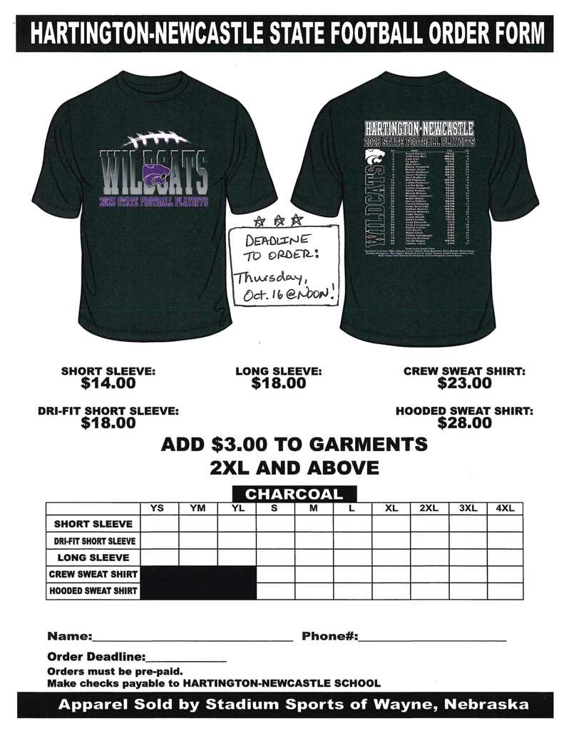 2025 FB  Playoff T-Shirt Order