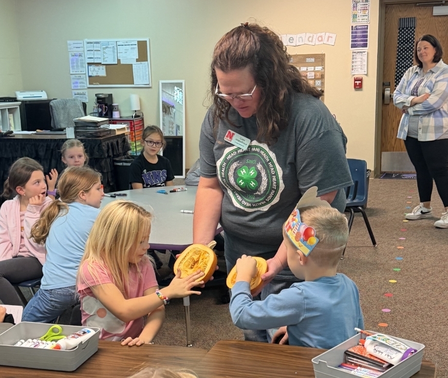 Life Cycles of a Pumpkin from the Cedar County Extension Office with the 1st and 2nd graders.