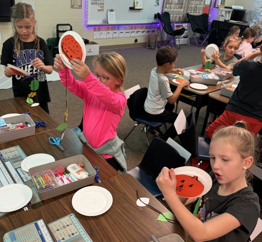 Life Cycles of a Pumpkin from the Cedar County Extension Office with the 1st and 2nd graders.