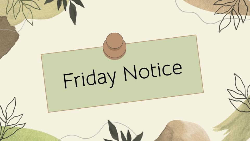9/26 Friday Notice
