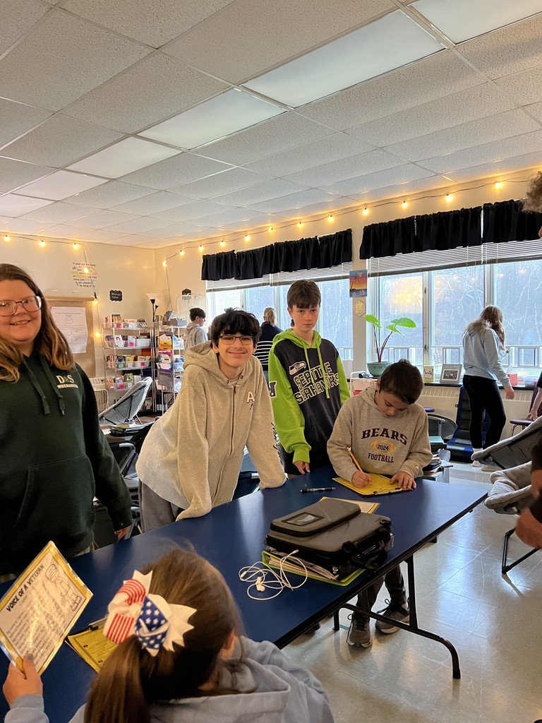 Students working on a table