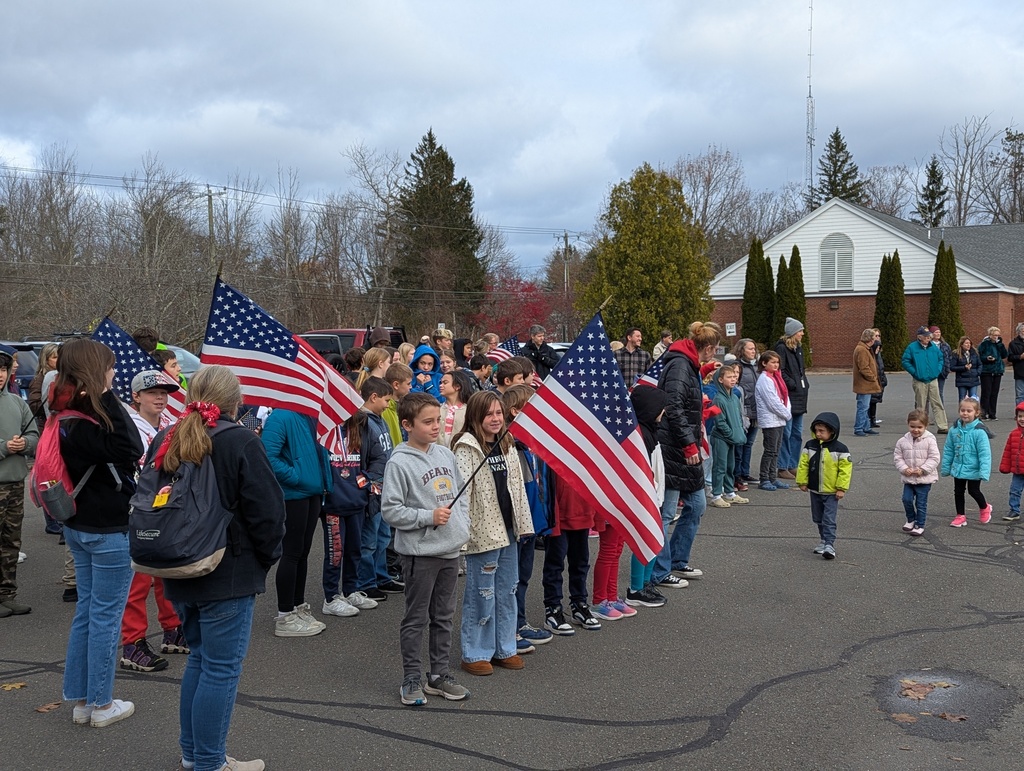 Students assembling outside