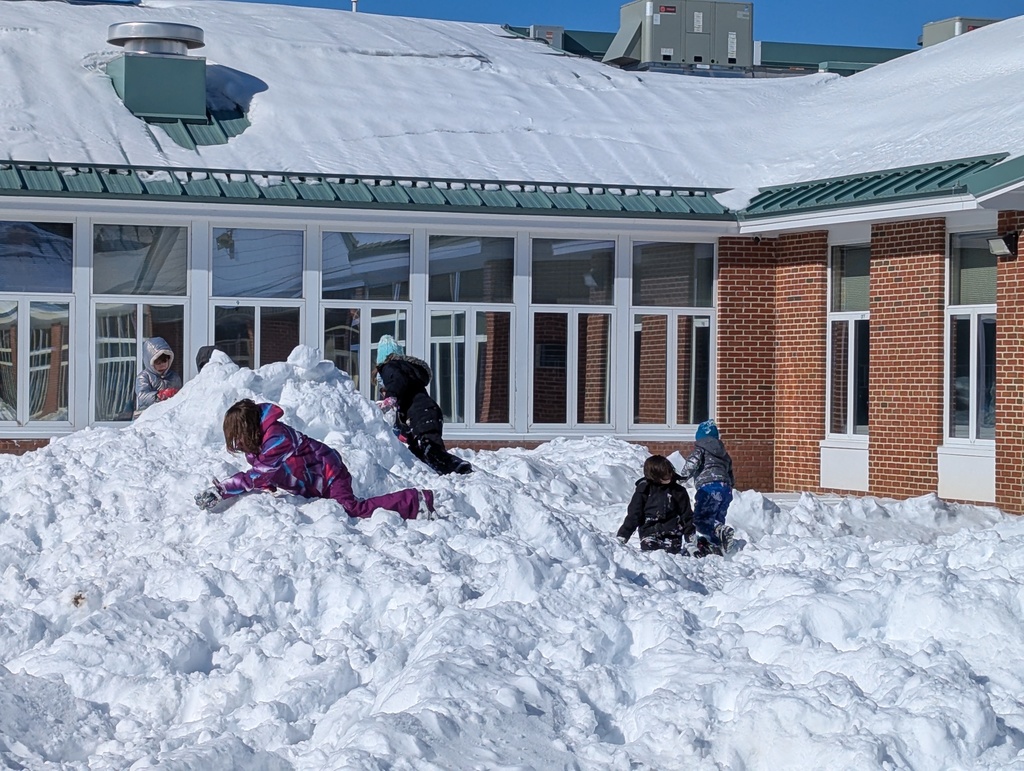 kids on snow pile