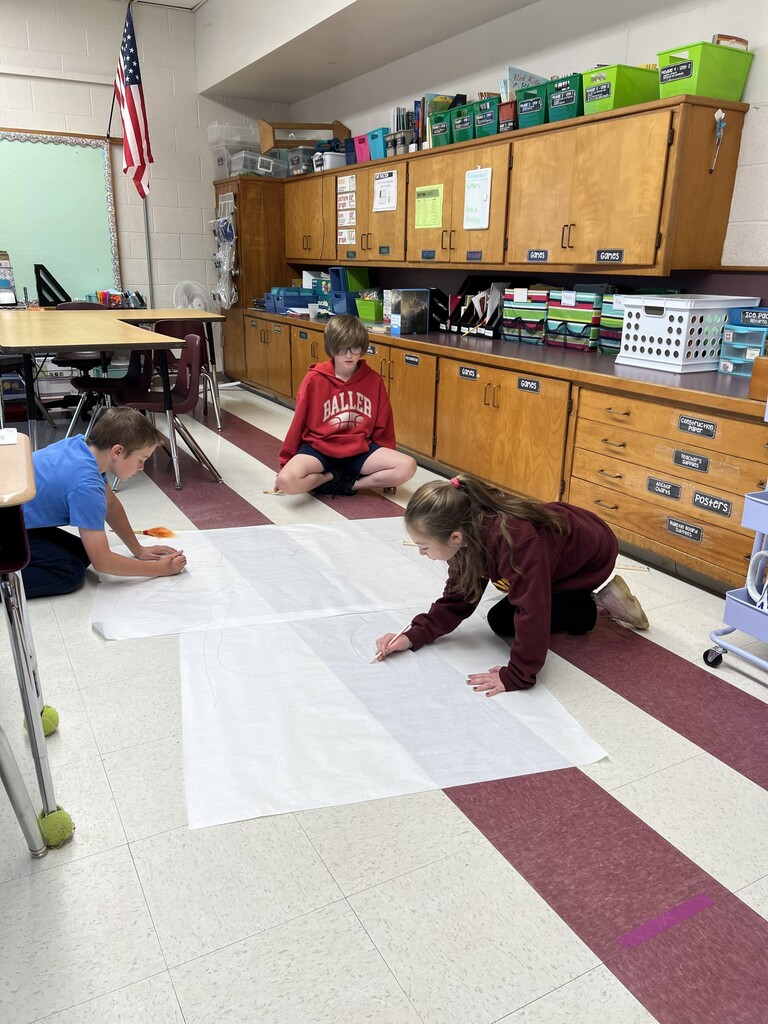 Kids drawing on floor