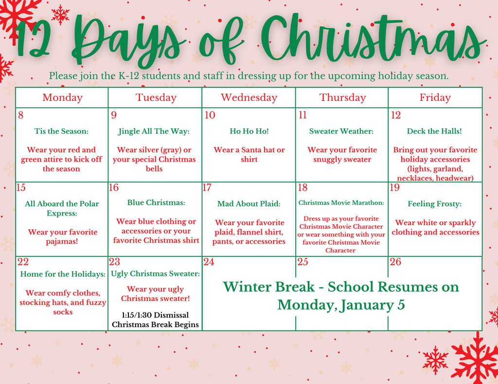 '12 Days of Christmas' Calendar