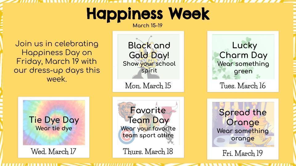 Happiness Week March 15-19, 2021