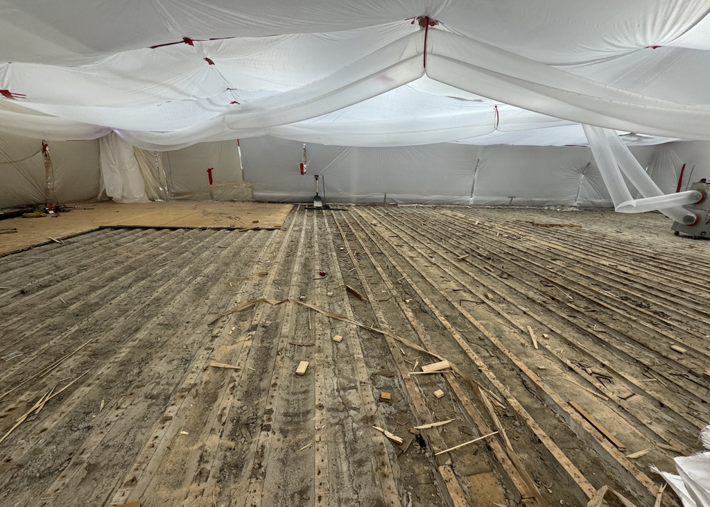 Gym floor removal.
