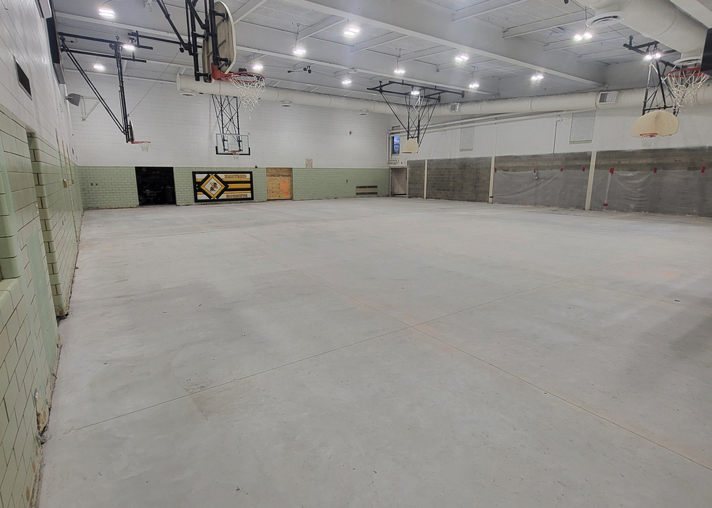 New concrete under gym floor.