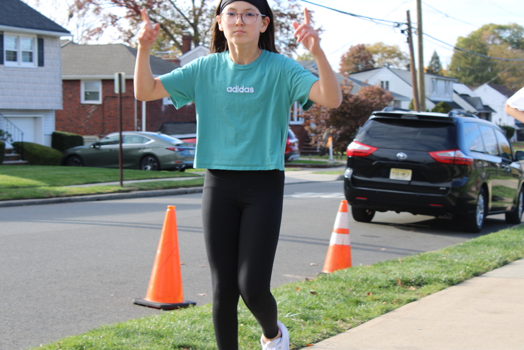 A girl after crossing the finish line. 