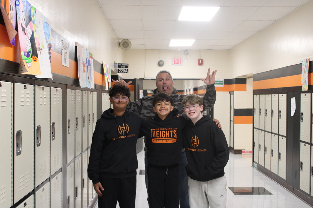 Students and Mr. D'Amico wearing orange and black!