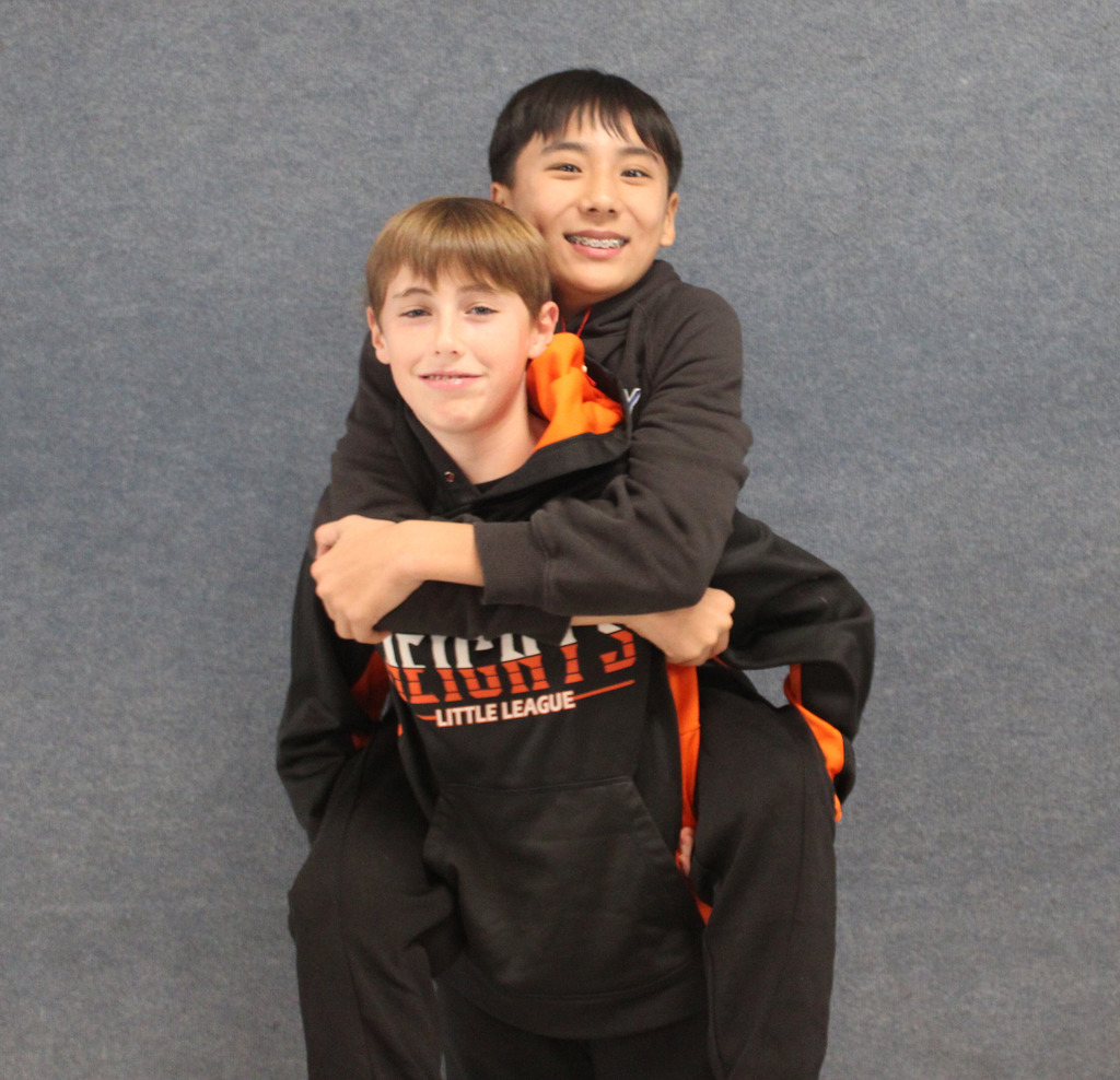 Students wearing orange and black in honor of Kindness Week (to remember that "kindness starts right here in HH"!).