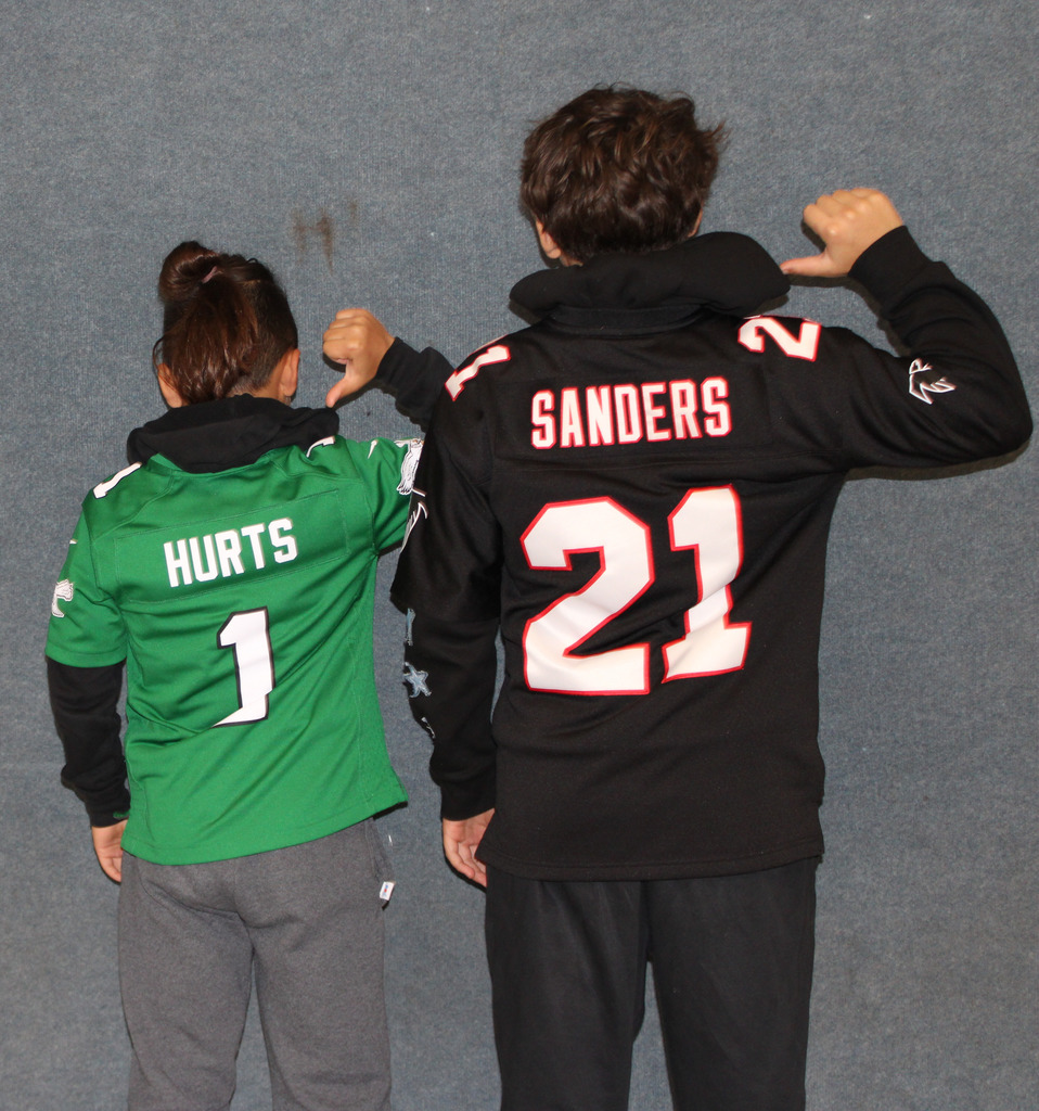 Students wearing jerseys in honor of Kindness Week (to "team up for kindness")!