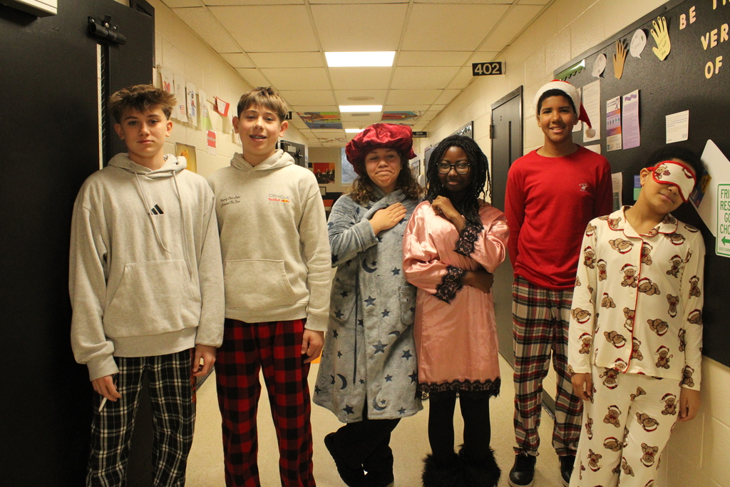 Students posing in their pajamas! 