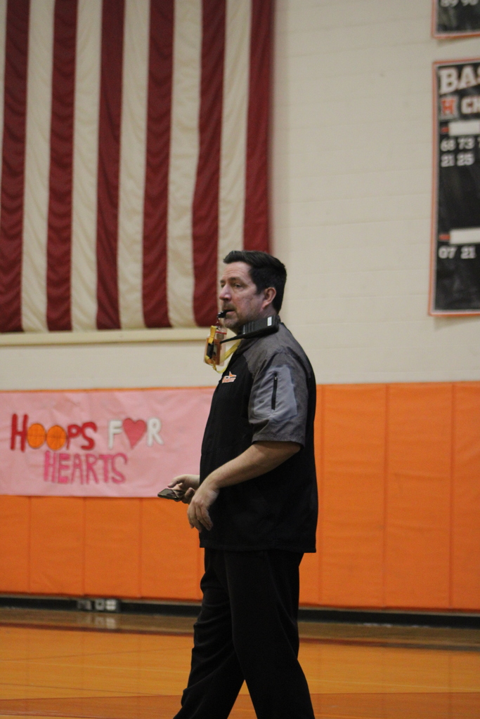 Mr. Cebula as a referee during Hoops for Hearts.