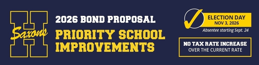 A banner that touts the 2026 Bond Proposal for Hastings Area School System. The words read: Priority School Improvements