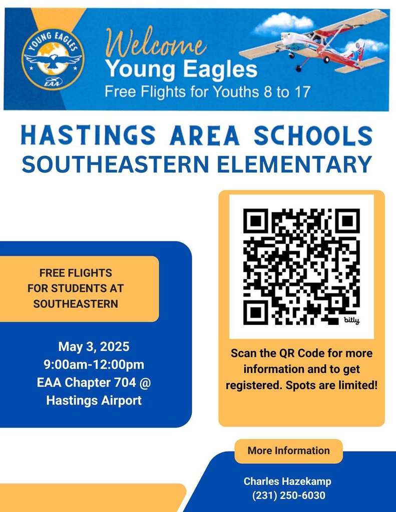 A flier for Young Eagles, providing free flights for youth ages 8 to 17