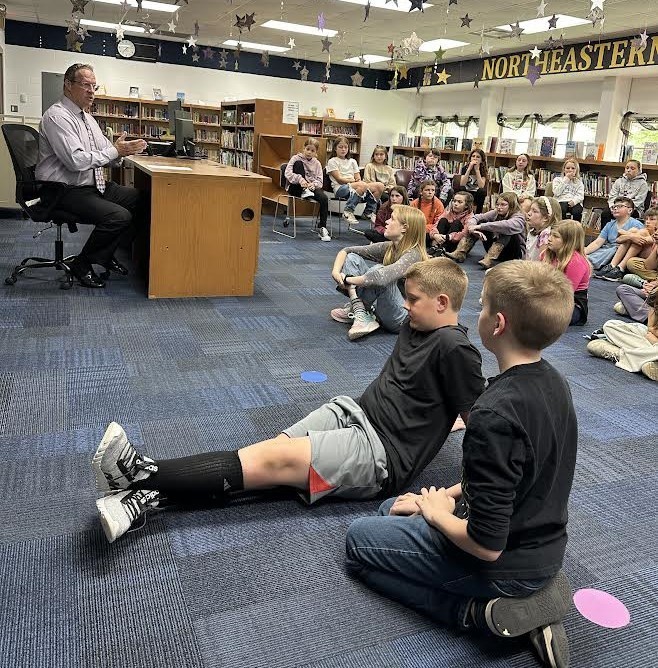 Judge Michael Schipper speaks to Northeastern Elementary 5th graders.