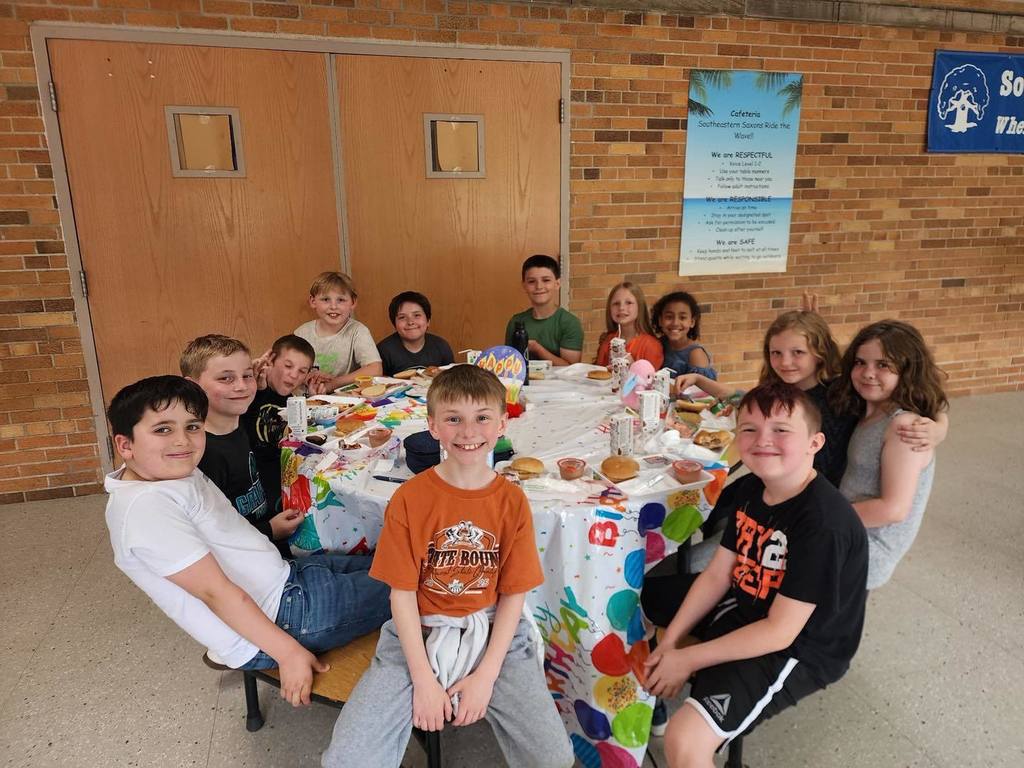 Students gathered for a meal to celebrate their birthday