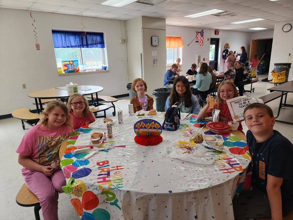 Students gathered for a meal to celebrate their birthday