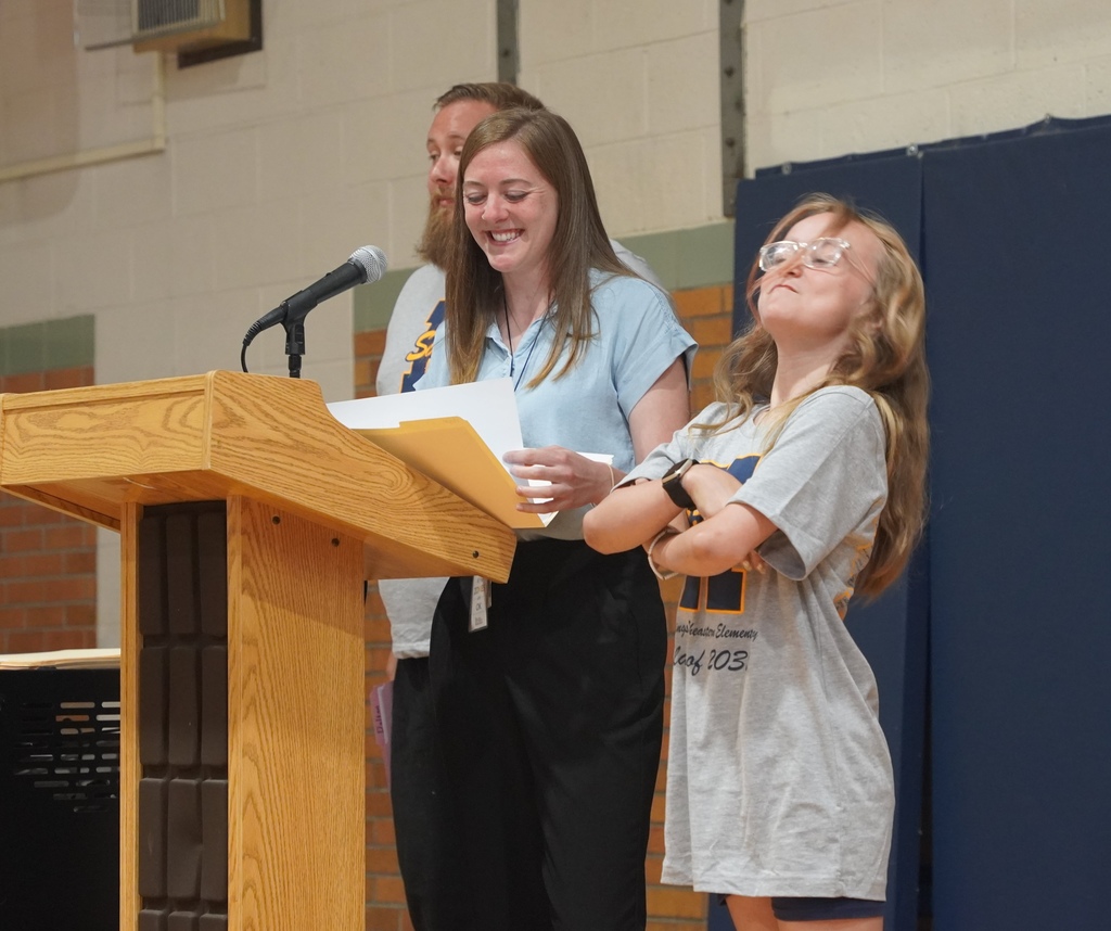 Fifth graders at Hasting Southeastern being honored for their accomplishments