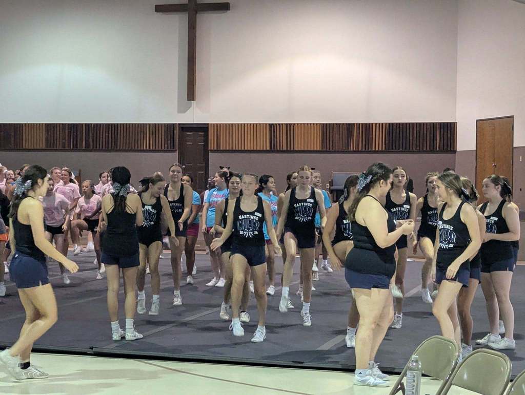 Hastings cheer at the North American Spirit Power Camp.