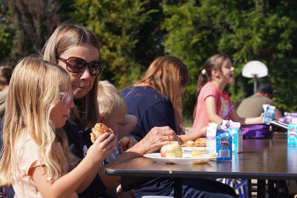Students and parents chow down at the Southeastern Elementary fall cookout.