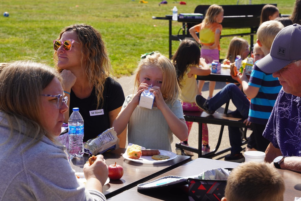 Students and parents chow down at the Southeastern Elementary fall cookout.