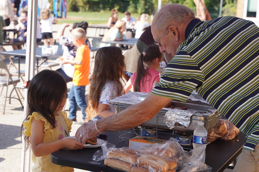 Students and parents chow down at the Southeastern Elementary fall cookout.