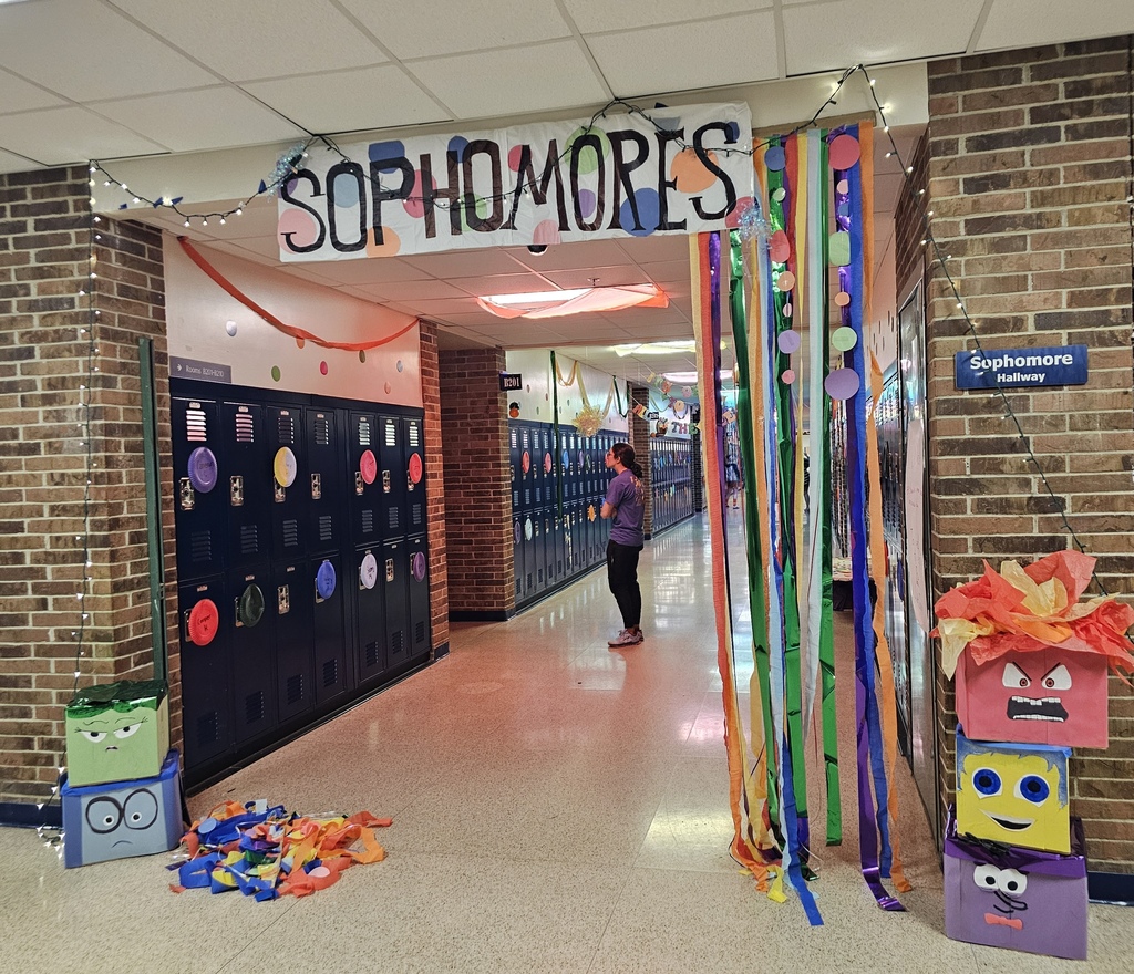 Inside Out-themed decorations displayed at Hastings High School for homecoming