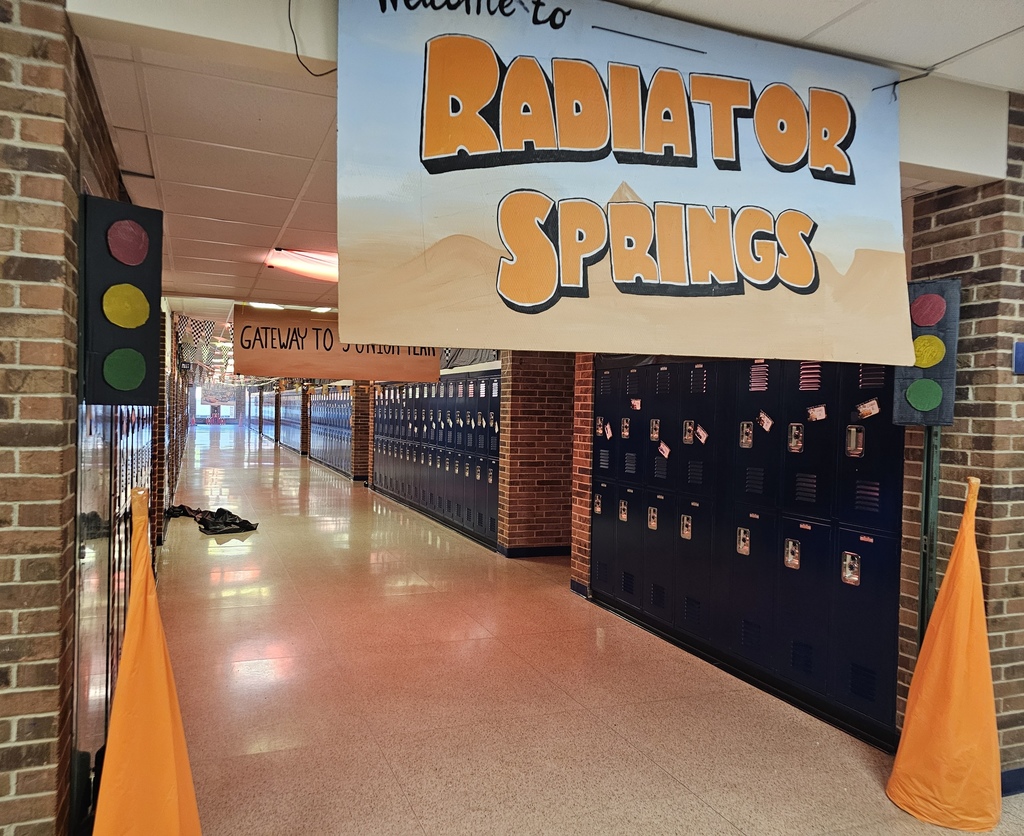 Cars-themed decorations displayed at Hastings High School for homecoming