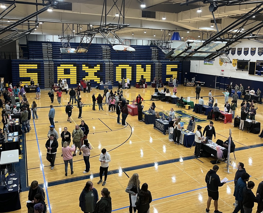 An aerial shot of the Barry County College Fair, held in the Hastings High School gymnasium,