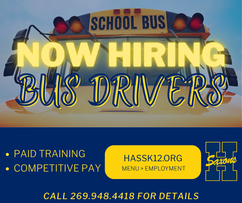 Help wanted ad for Hastings Area School bus drivers.
