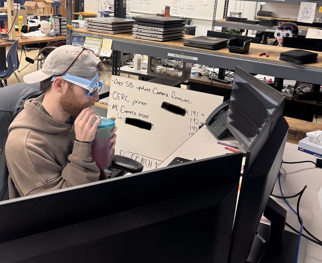 The tech department works throughout spring break