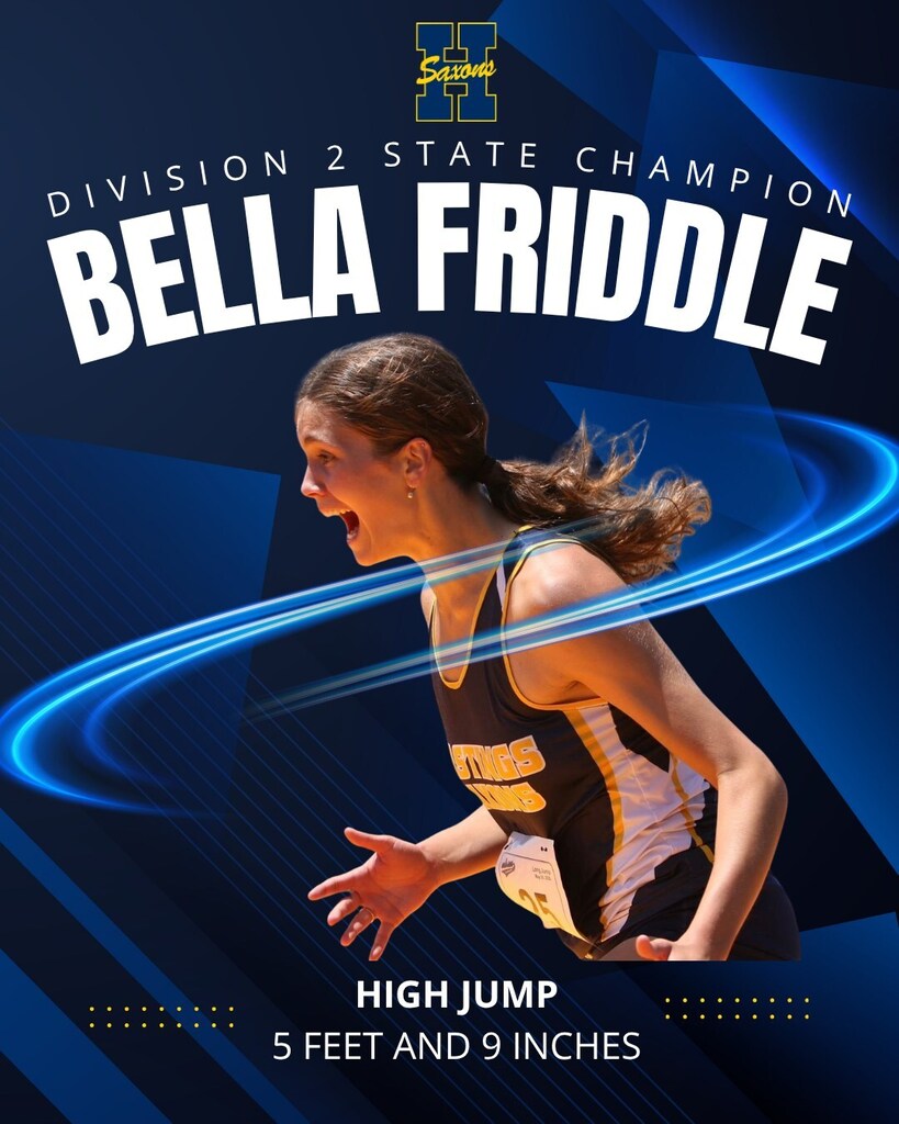 Bella Friddle high jump state champion graphic