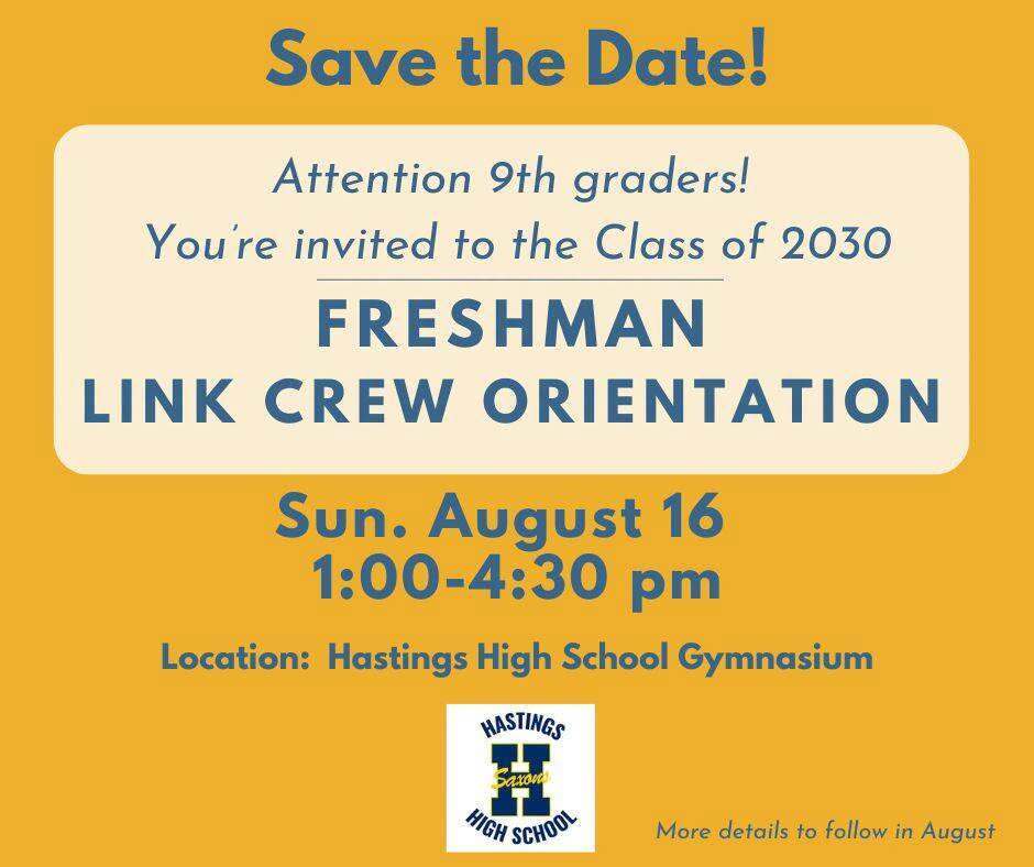 Save the date for Freshman orientation
