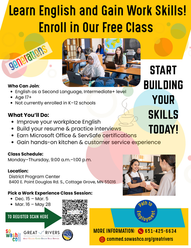 Learn English and Gain Work Skills! Enroll in our Free Class!