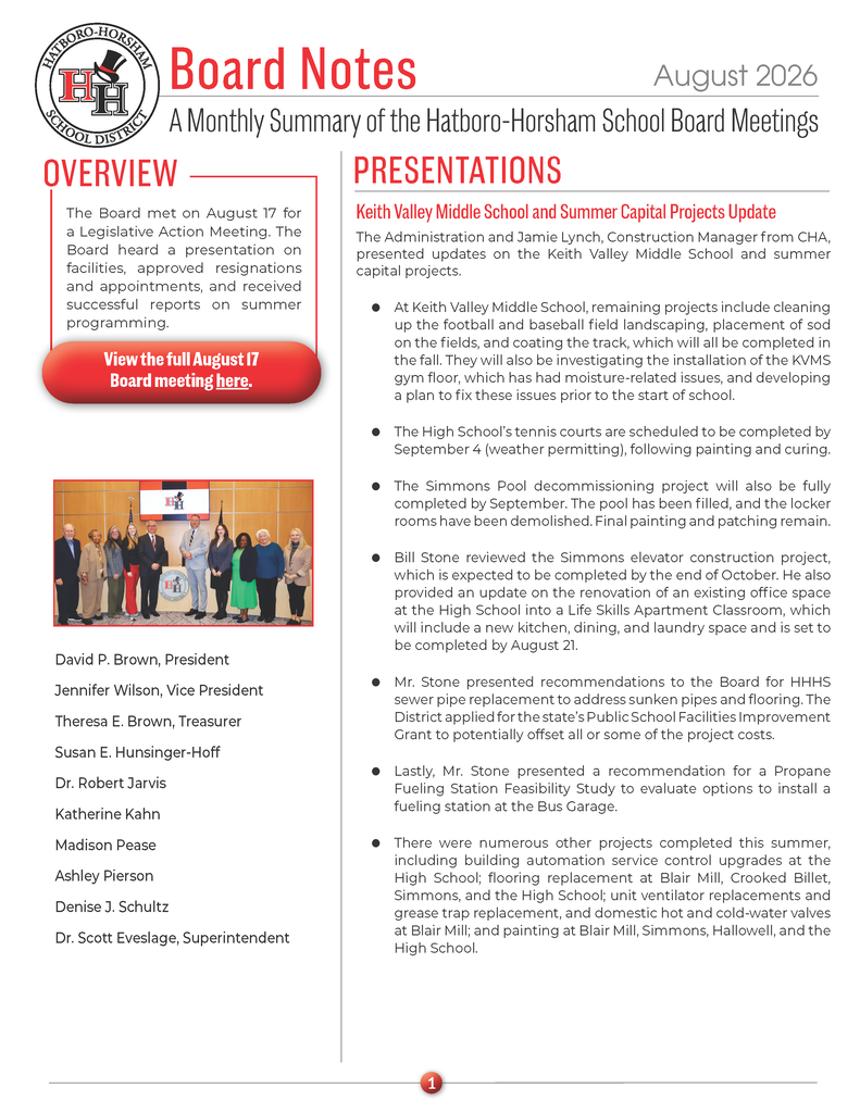 Board Notes August 2026