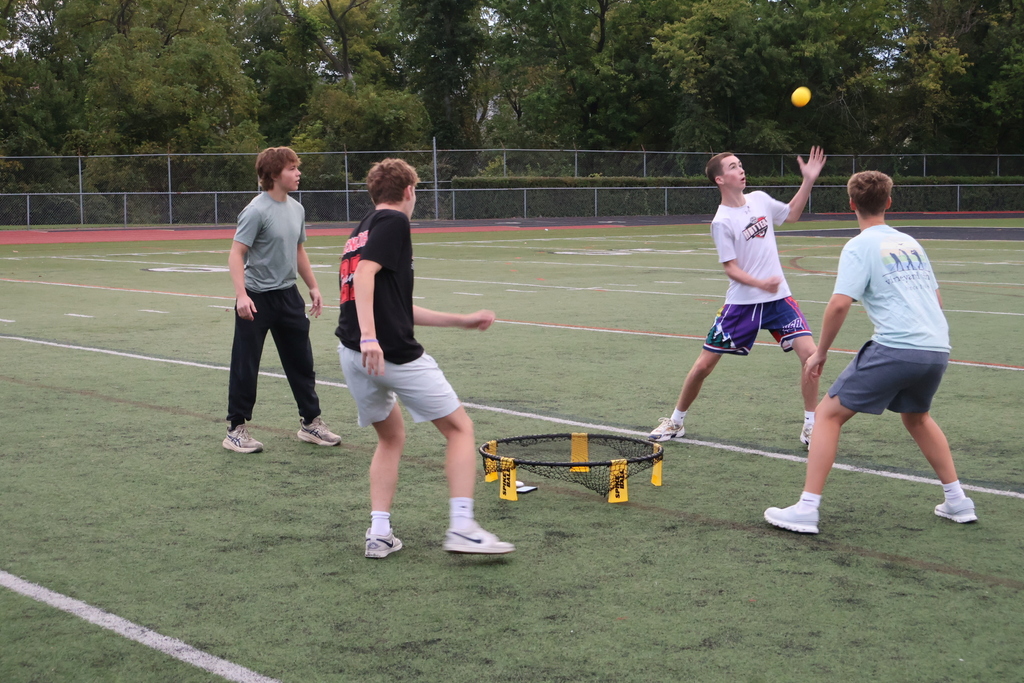 Students play a ball game together