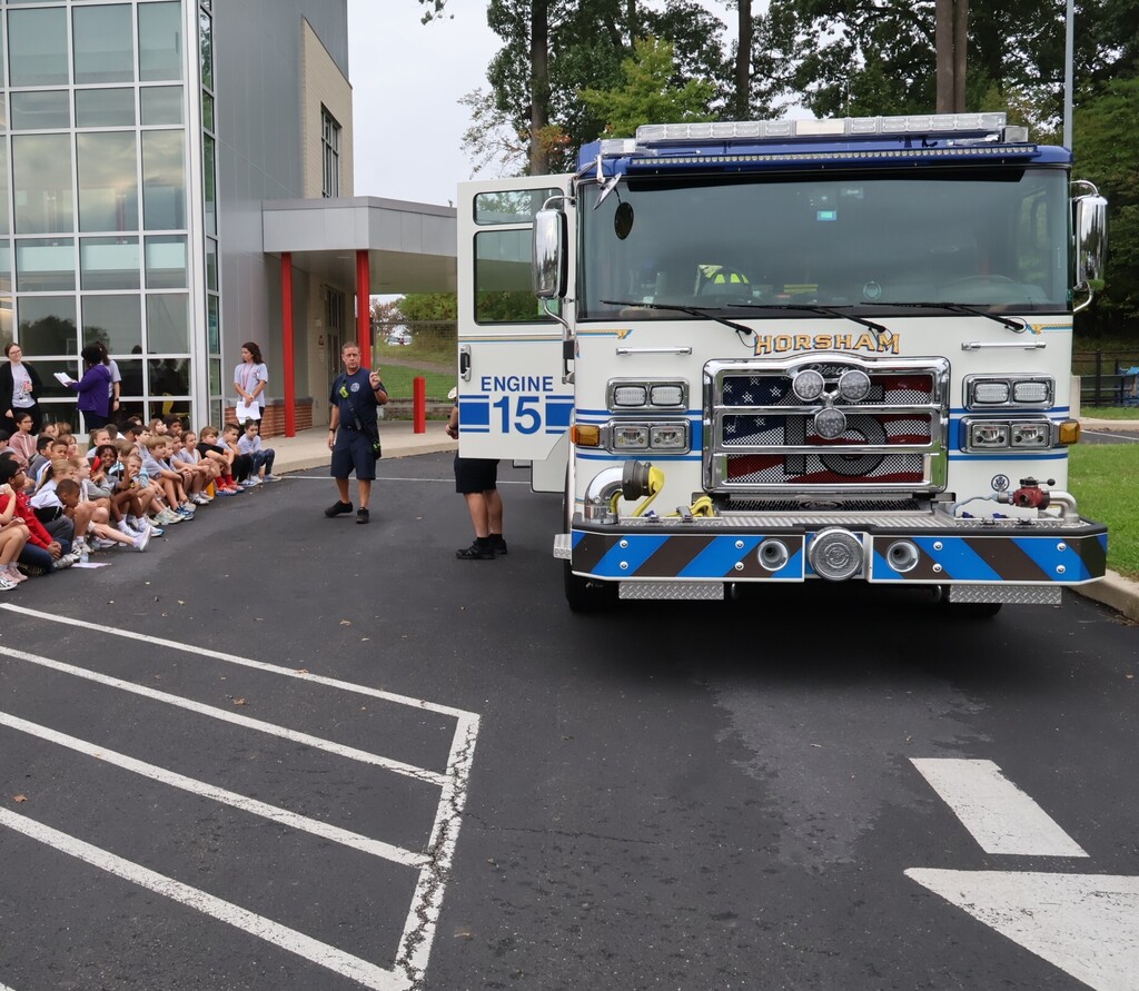 Horsham Fire Department truck visits the students.