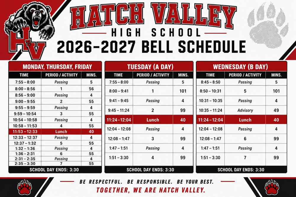 HVHS 26-27 Bell Schedule