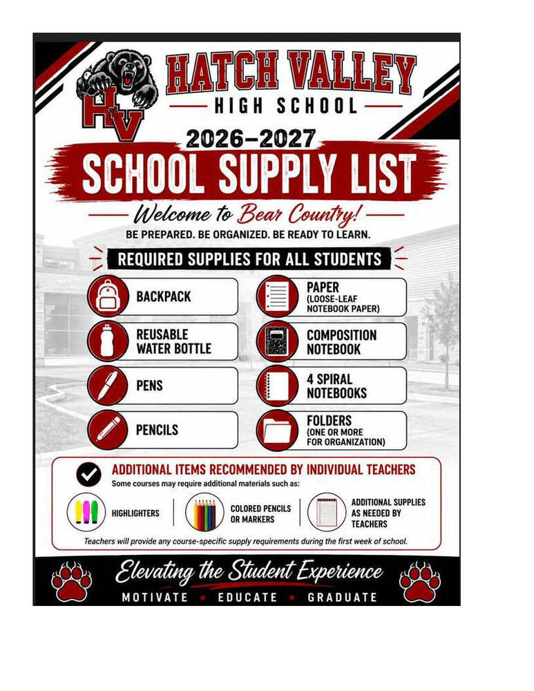 HVHS Supply list