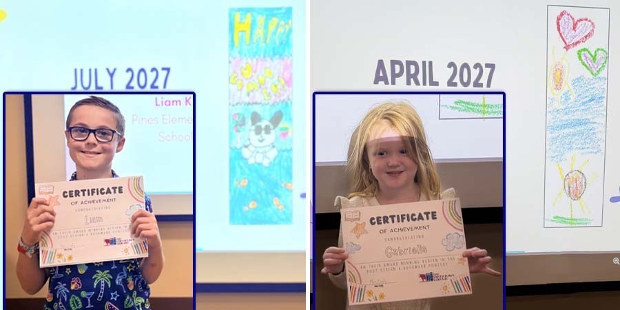 Pines Students Recognized in Smithtown Library Bookmark Contest